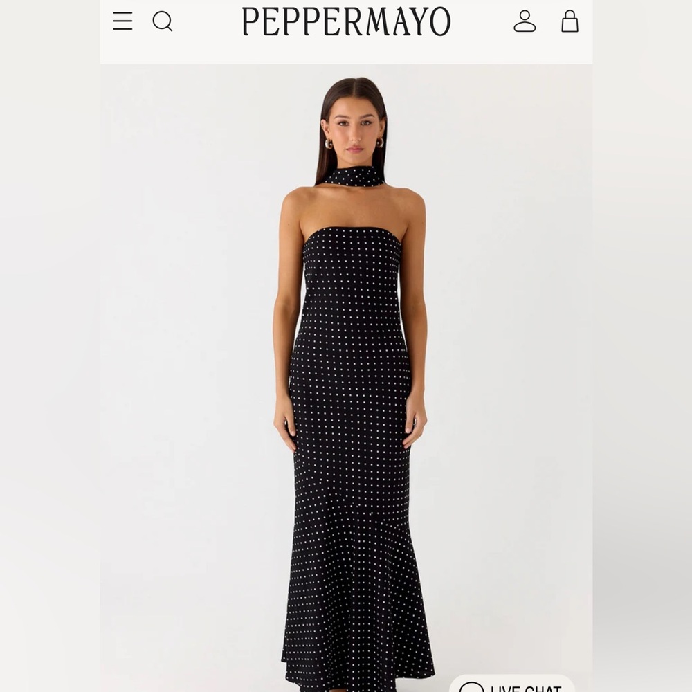 Peppermayo Under The Pagoda Maxi Dress - Black Polkadot